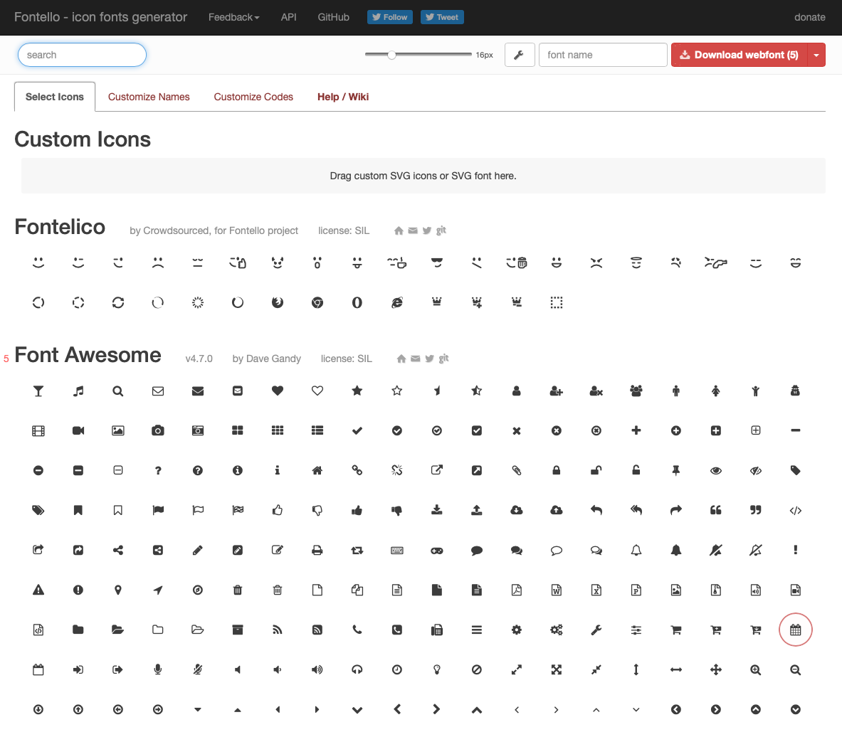 Fontello website